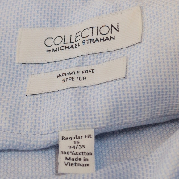 Collection By Michael Strahan sz 16 34/35 Men's Blue Dress Shirt French Cuffs - Picture 5 of 5